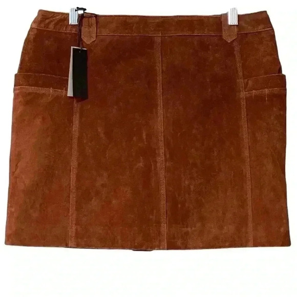 BLANKNYC Sun Valley Skirt 31 Rust Sedona Red Bohemian 70s Suede Mini Length NWT - Picture 5 of 11